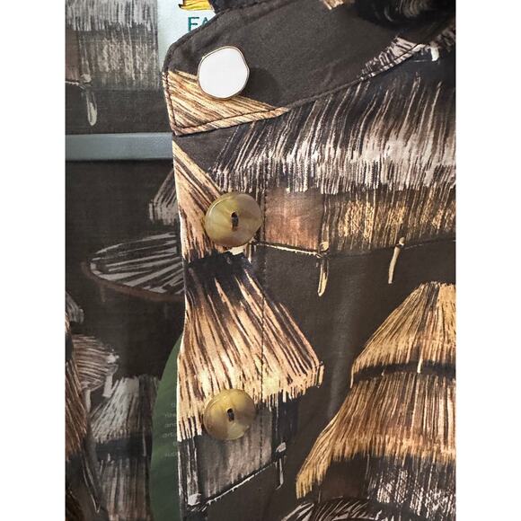 NWT Farm Rio x Yawanawa The Shuhu Brown Long Sleeve Button Up Shirt, size M - Picture 4 of 13